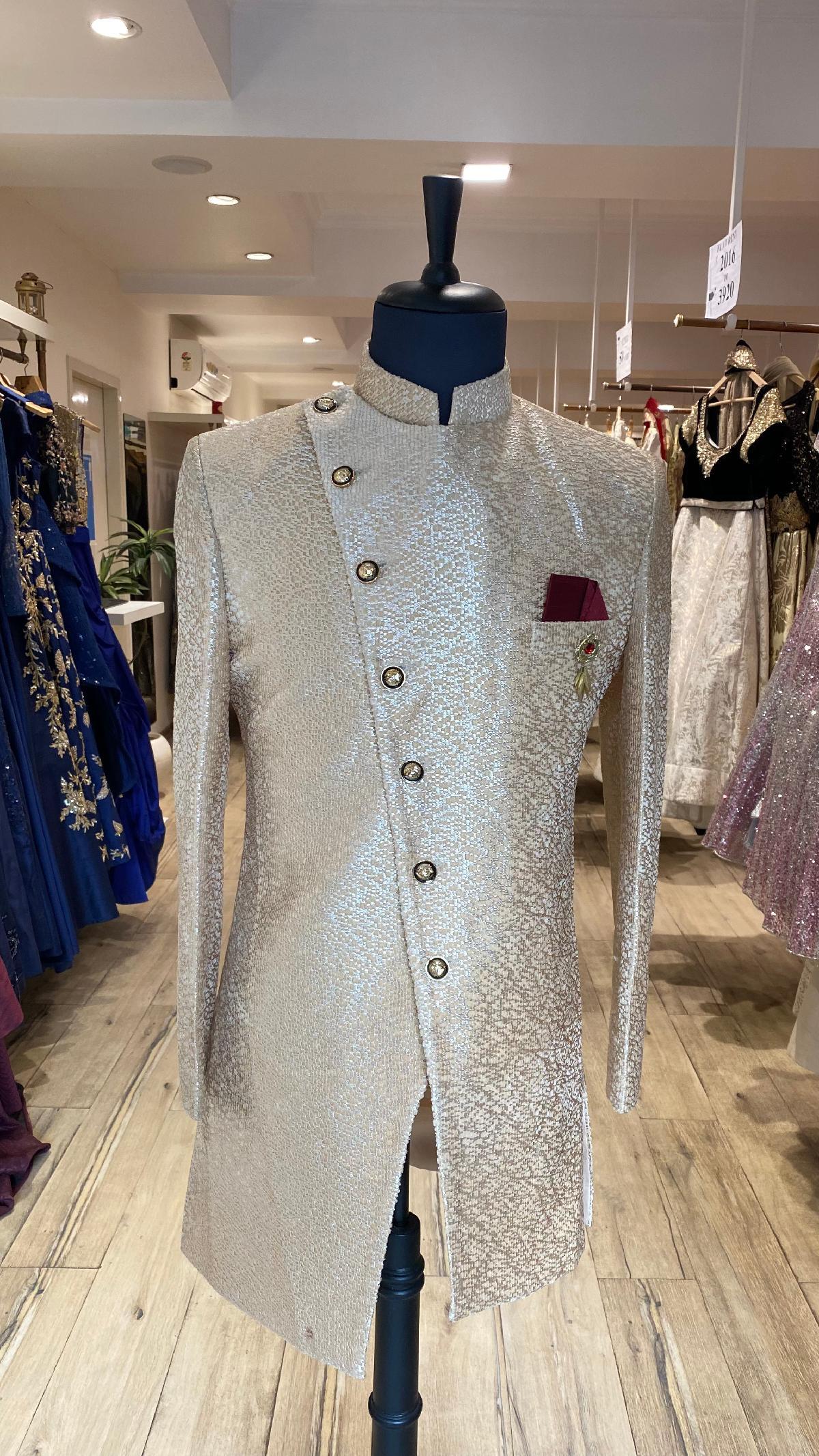 Gold Gold Embroidered Indo Western by HIS CLOSET for rent online