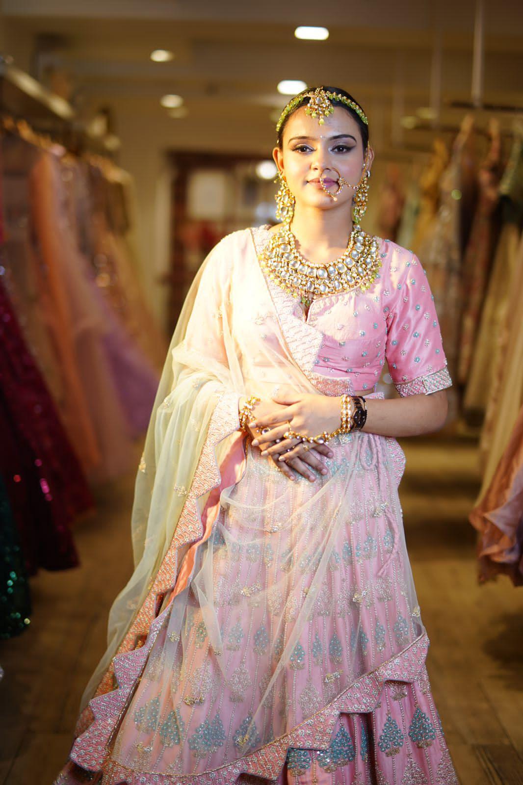 Light Pink Bridal Lehenga Choli in Fancy Net With Sequence Work and Dupatta  in USA, UK, Malaysia, South Africa, Dubai, Singapore