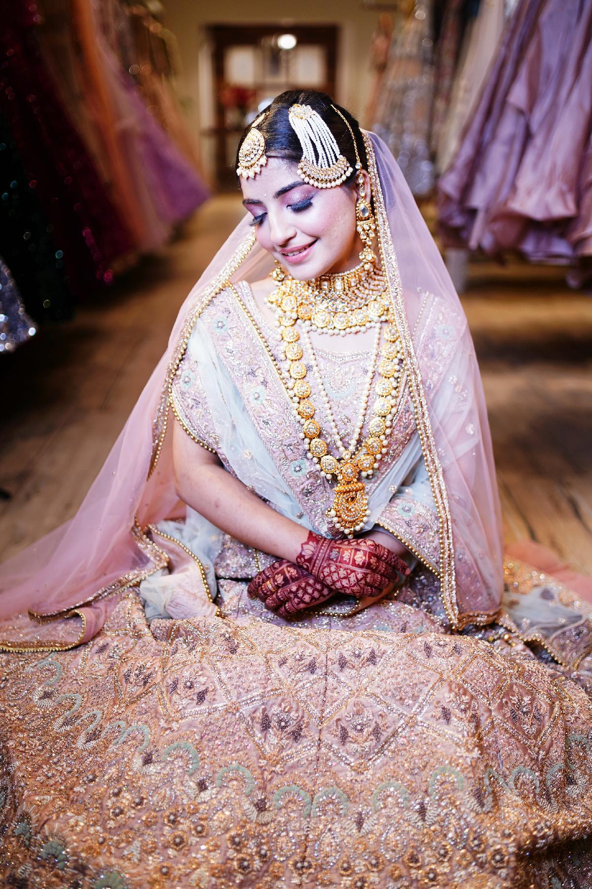 Lilac Net / Tulle Sangeet Bridal Lehenga with Prices