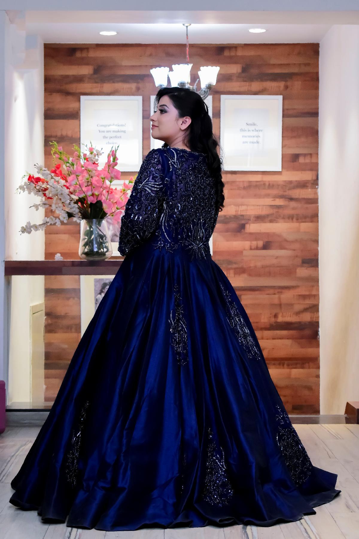 Buy Glitter Navy Blue Ball Gown Navy Blue Prom Gown Blue Long Online in  India  Etsy