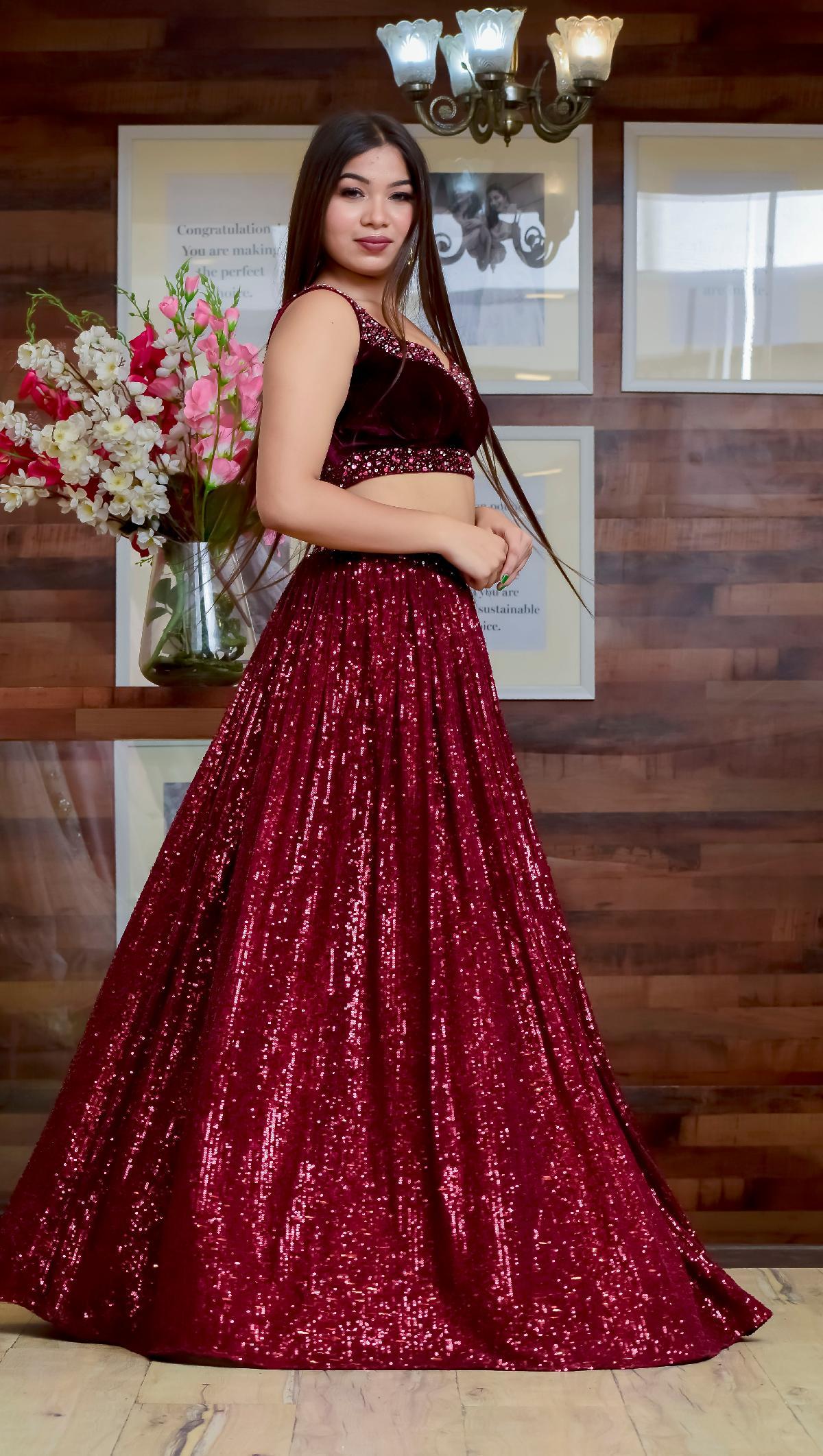 kalki red dress Maroon Deep Red Beauty by Kalki for rent online
