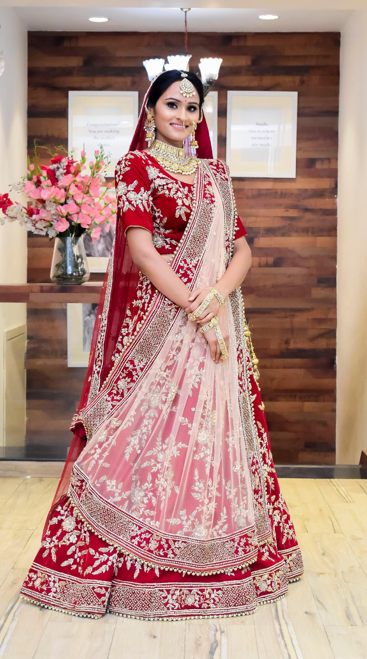 Classy Red Designer Indian Bridal lehenga choli with Embroidery Bespoke  made to order -
