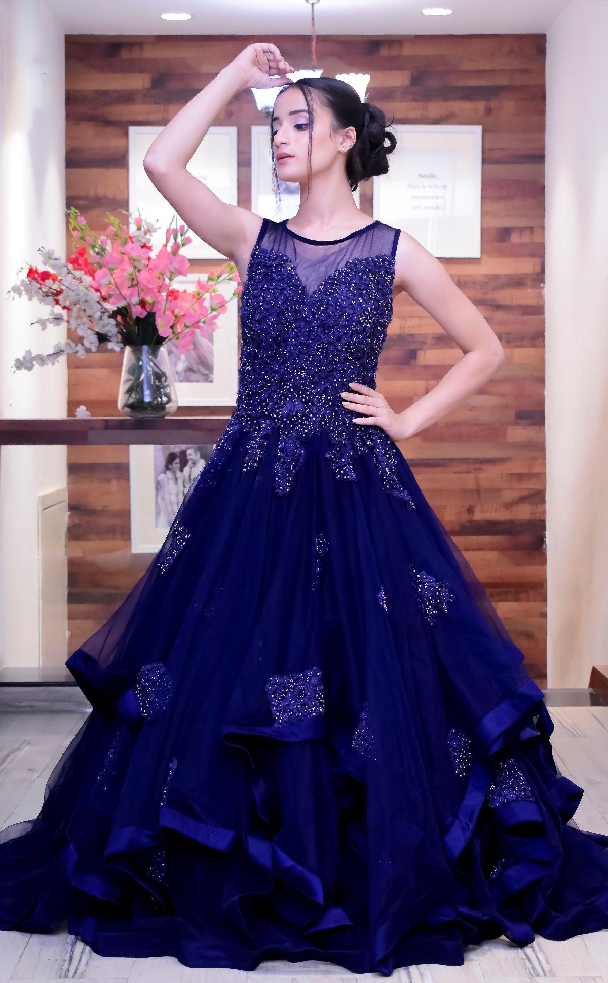 Stylish Royal Blue Five Star Net Designer Anarkali Suit