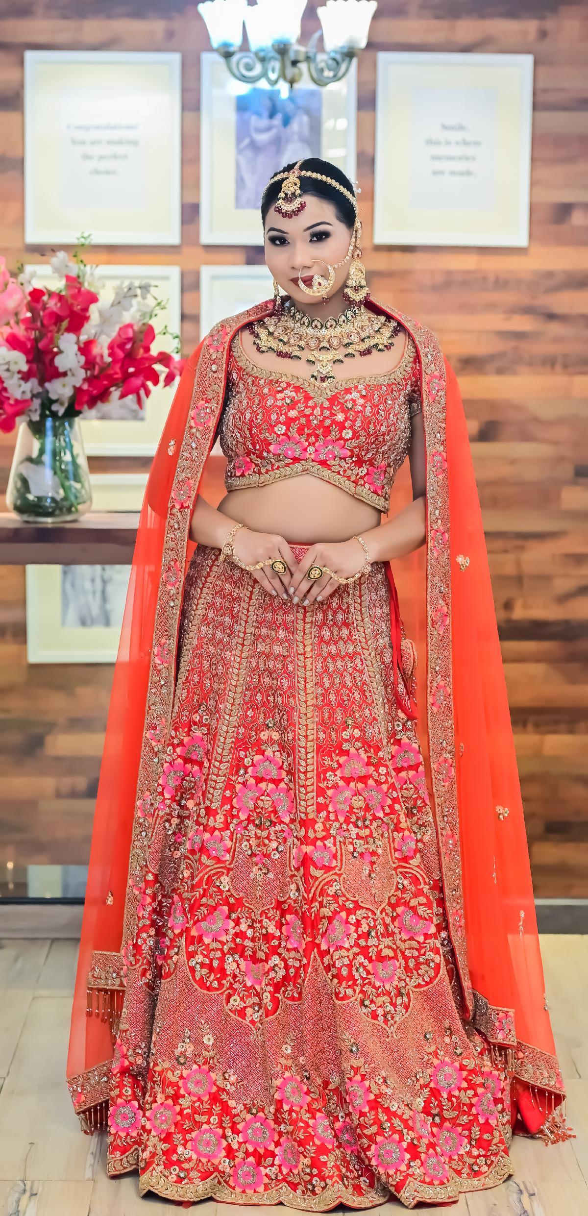 Pink and Orange Lehenga Online Pakistani Wedding Wear – Nameera by Farooq