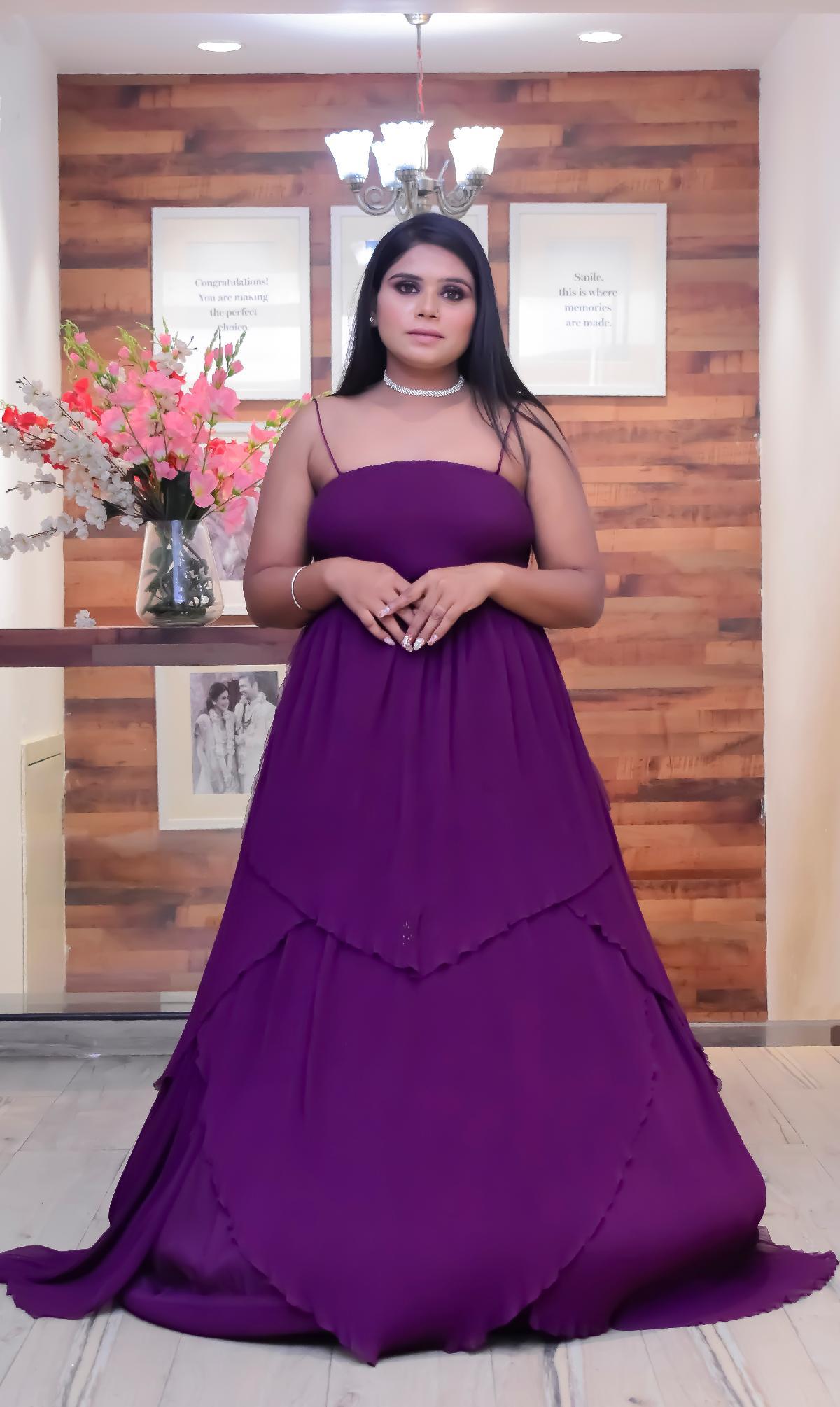 Wine Ball Gown by Raina Poptani for rent online FLYROBE