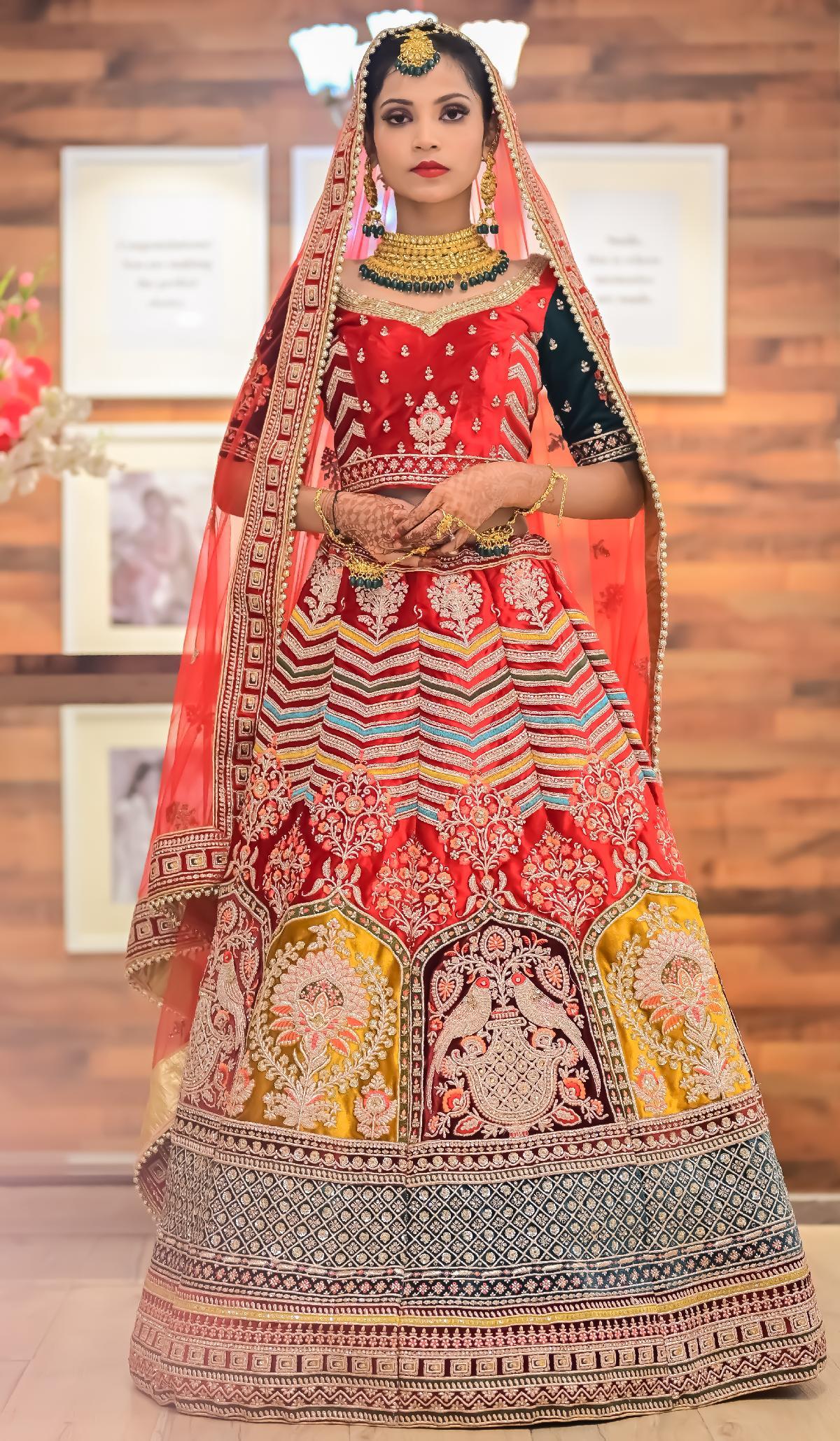 Lehengas - Buy Deep Green Designer Indian Wedding Lehenga Choli Canada |  Hatkay
