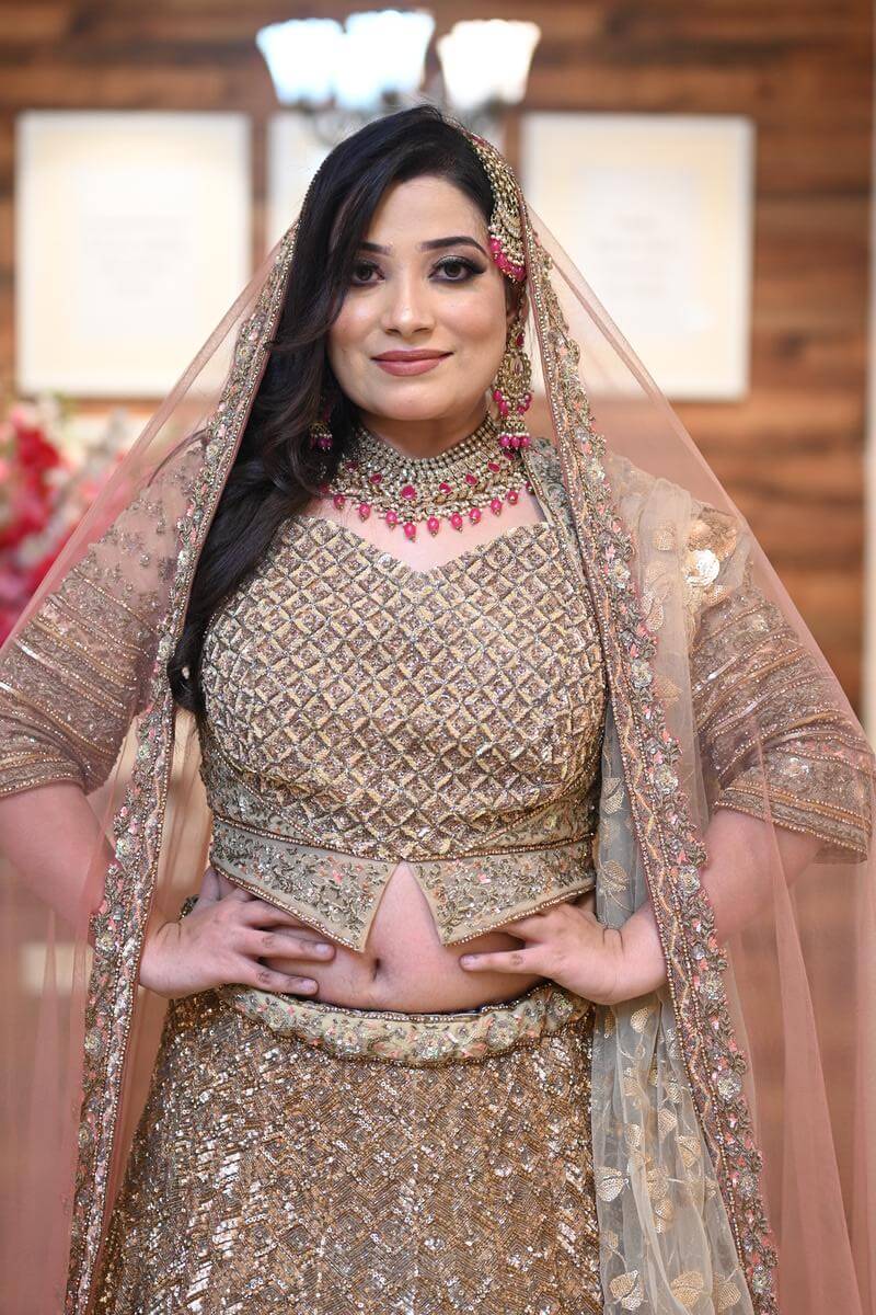 Pakistani Bridal White Gold Lehenga Choli Dupatta Dress Online – Nameera by  Farooq