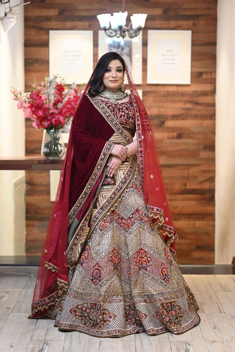 Bridal Lehenga Red And Golden Online | Punjaban Designer Boutique