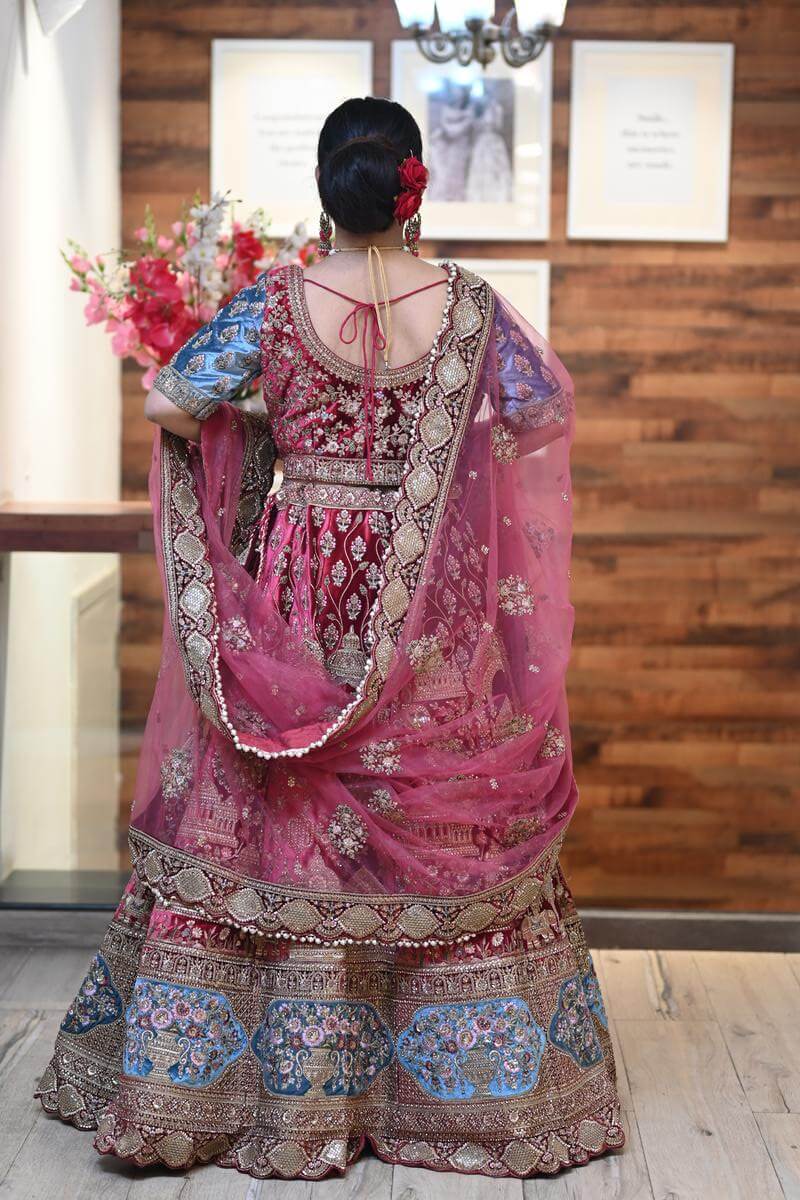 Buy Blue Organza Lining Shantoon Embroidery Sequin And Bridal Lehenga Set  For Women by Mirroir Online at Aza Fashions.