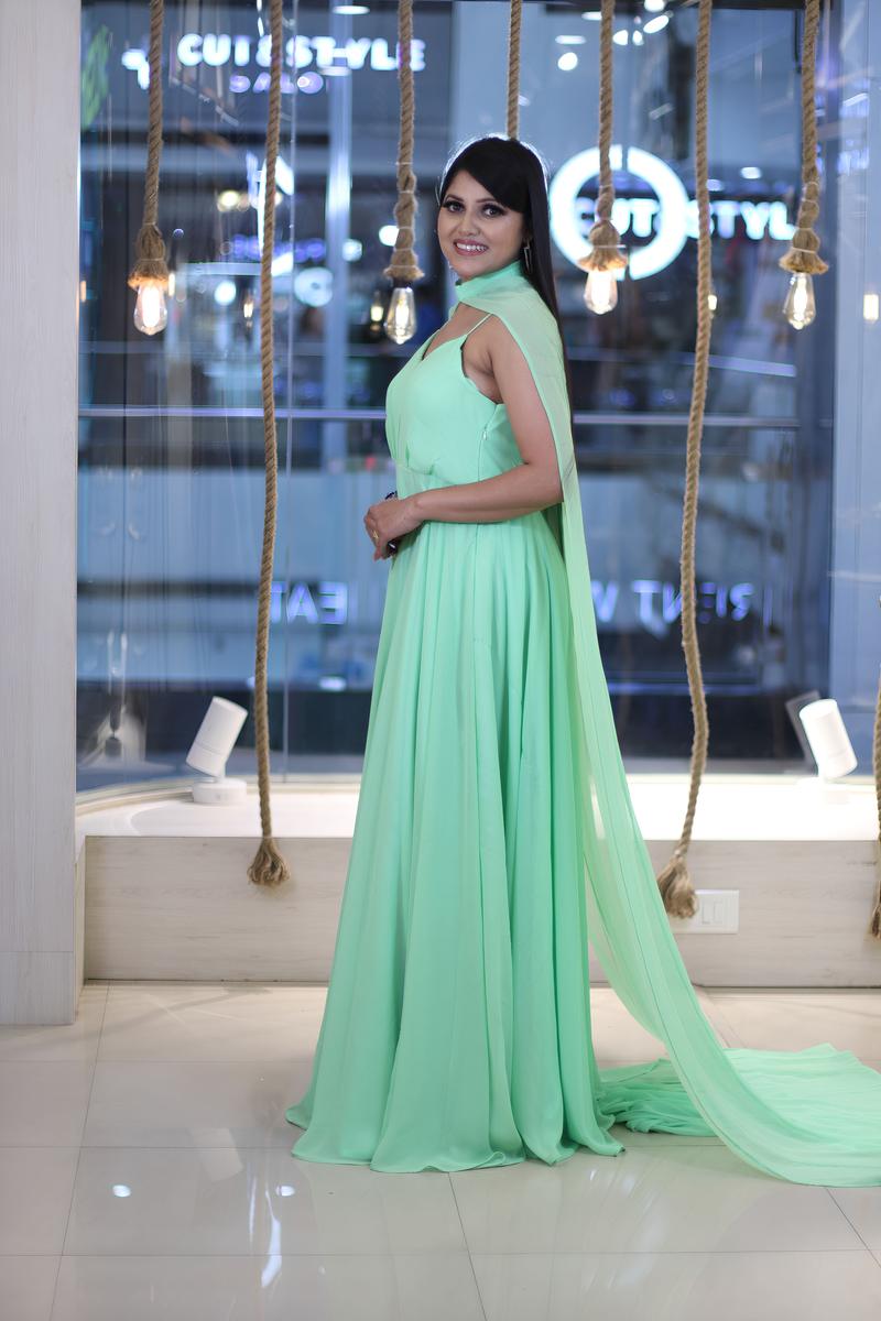 Light Green Light Green Tail Gown by ZAYAH for rent online FLYROBE