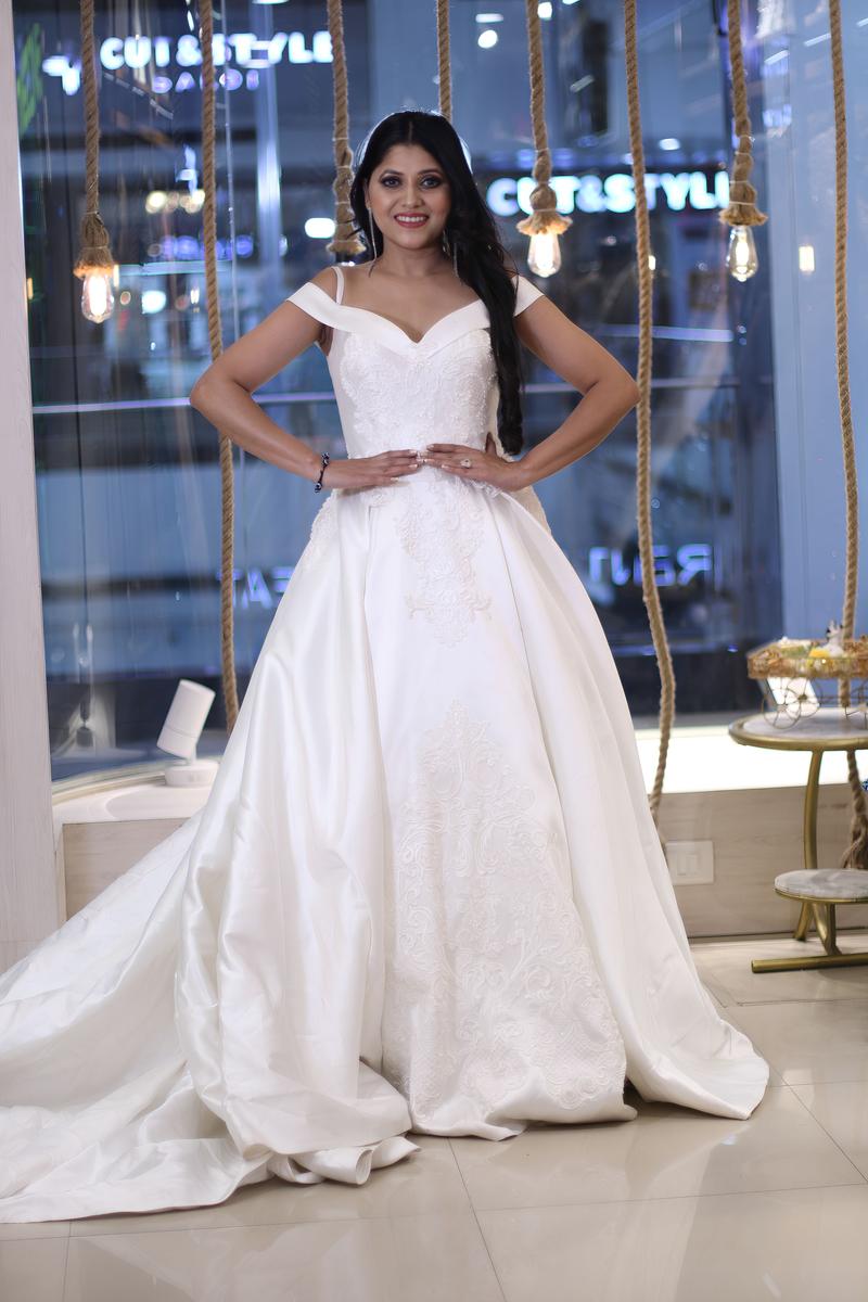 Signature Christian bridal A-line statement gown carried by bride Mari –  Kavani Bridal Wear