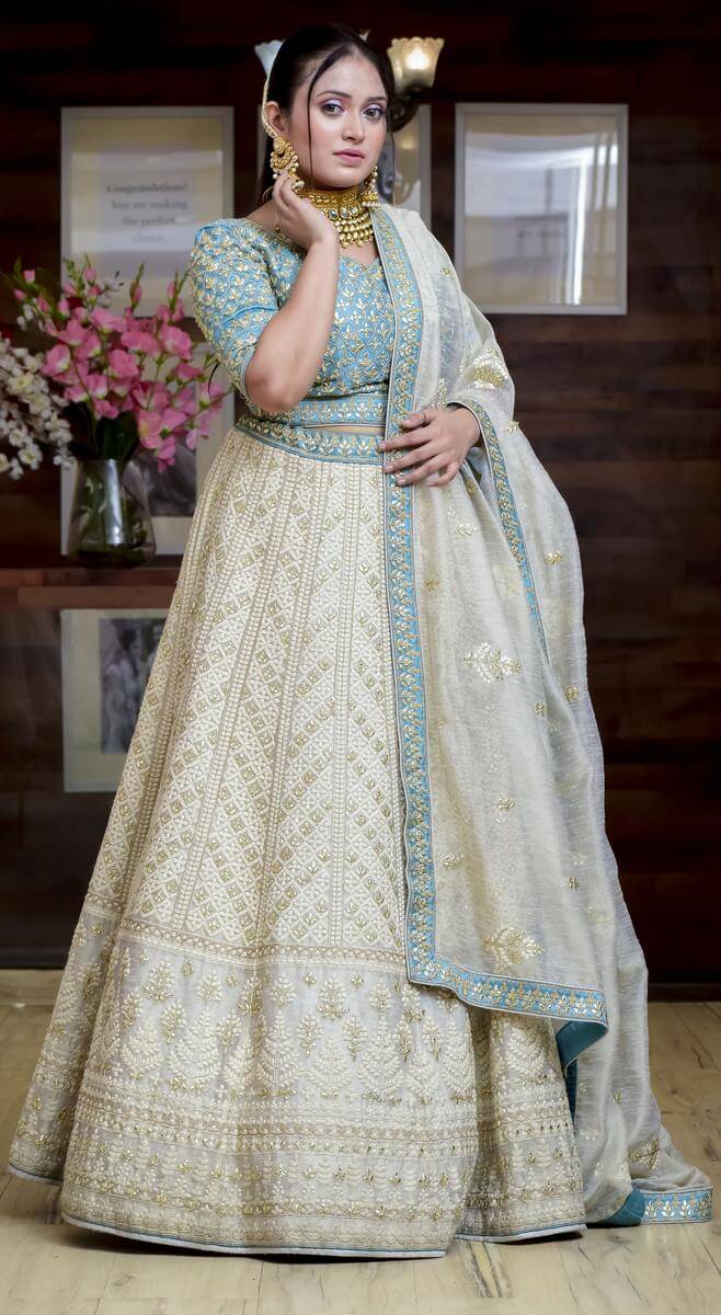 Buy Sky Blue And White Sequence Embroidered Lehenga Choli In USA, UK,  Canada, Australia, Newzeland online