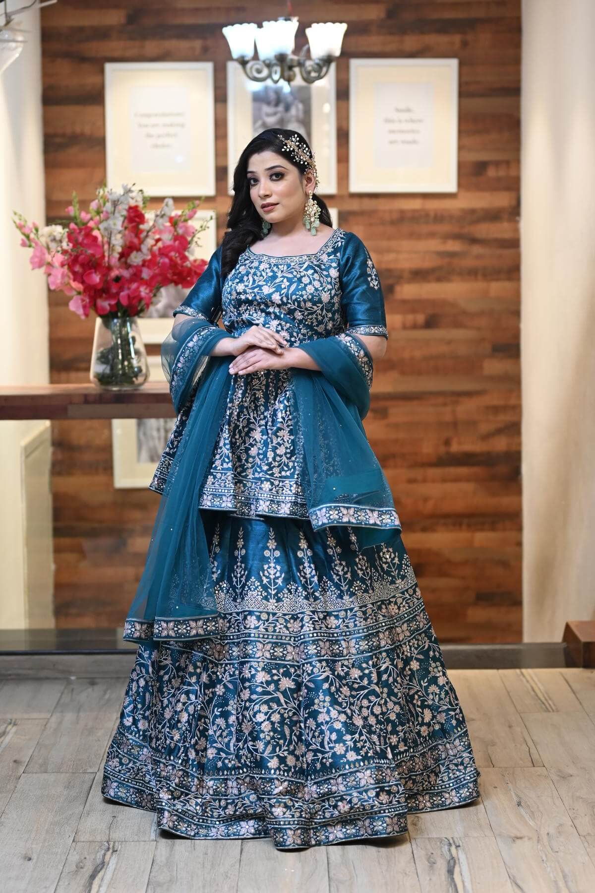 Georgette Wedding Wear Peplum style lehenga at Rs 38500 in Ghaziabad | ID:  26102288733