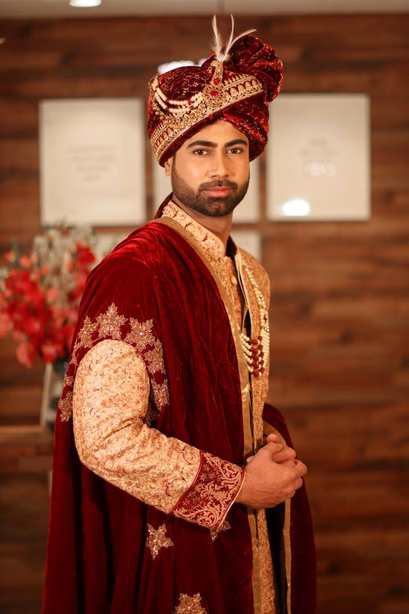 Maroon sherwani wedding sale