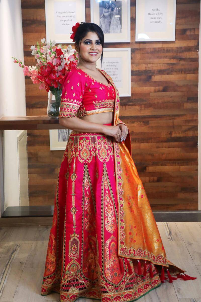Shop Green Layered Handkerchief Lehenga Choli Set Wedding Wear Online at  Best Price | Cbazaar