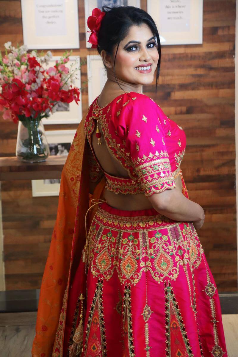 Strawberry Pink Embroidered Lehenga Set Design by SURBHI SHAH at Pernia's  Pop Up Shop 2024