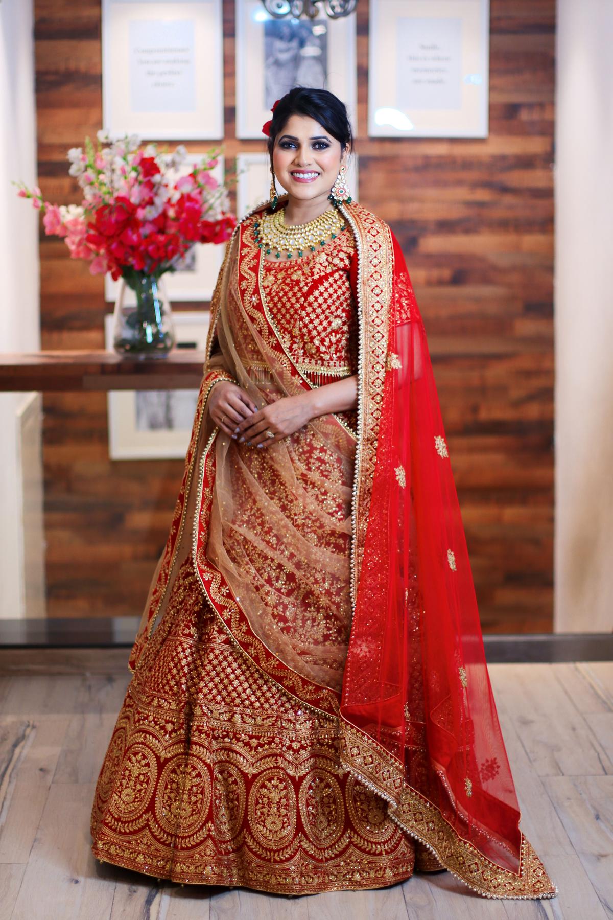 Heavy Embroidered Red bridal Lehenga