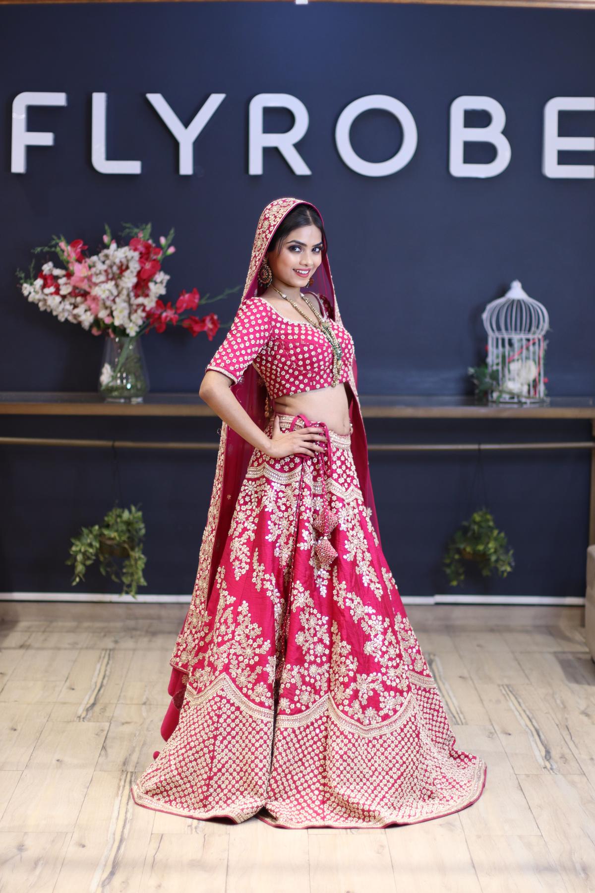 Bridal Wear Red Lehenga with Sequins LLCV111554