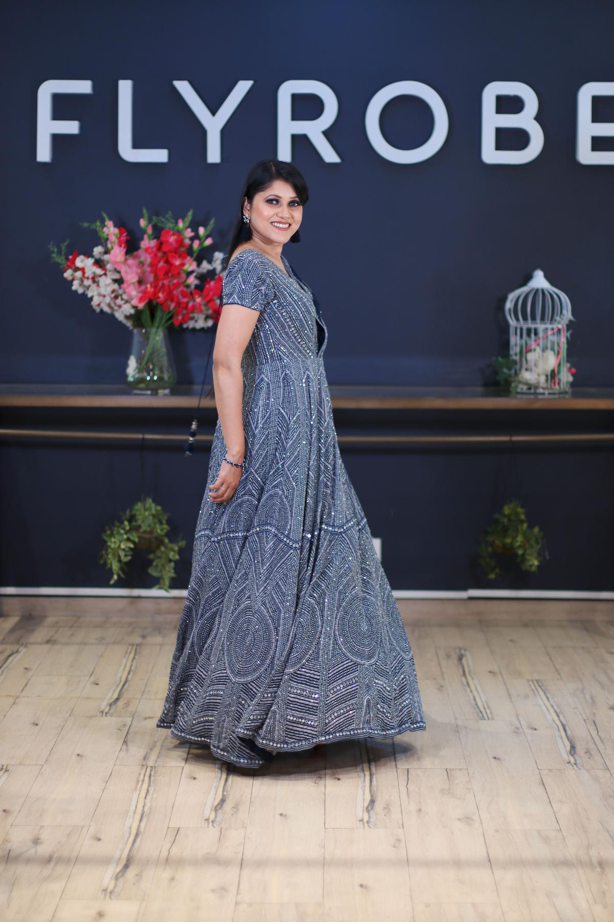 Blue White Drape Gown