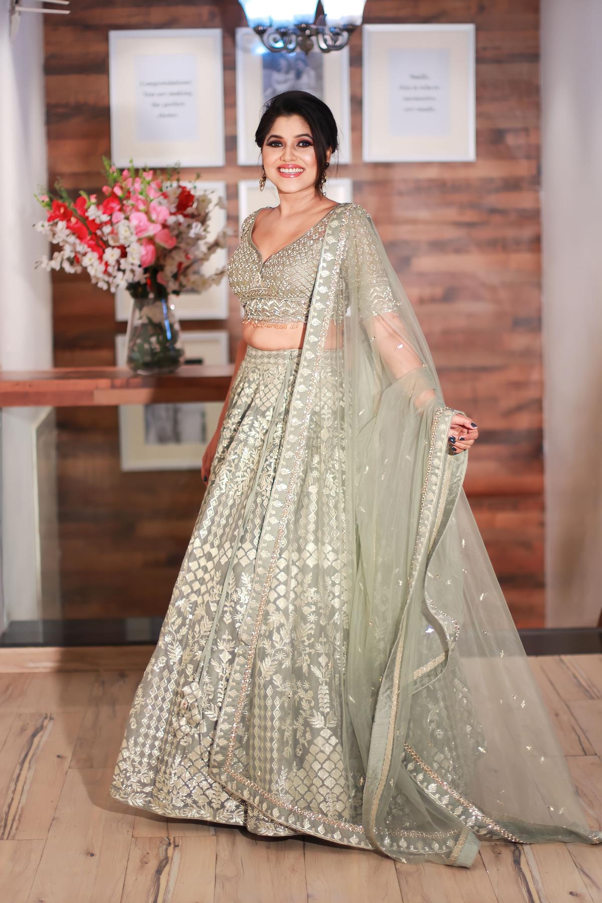 Olive Green Olive Green Embellished Lehenga by HER CLOSET for rent online |  FLYROBE