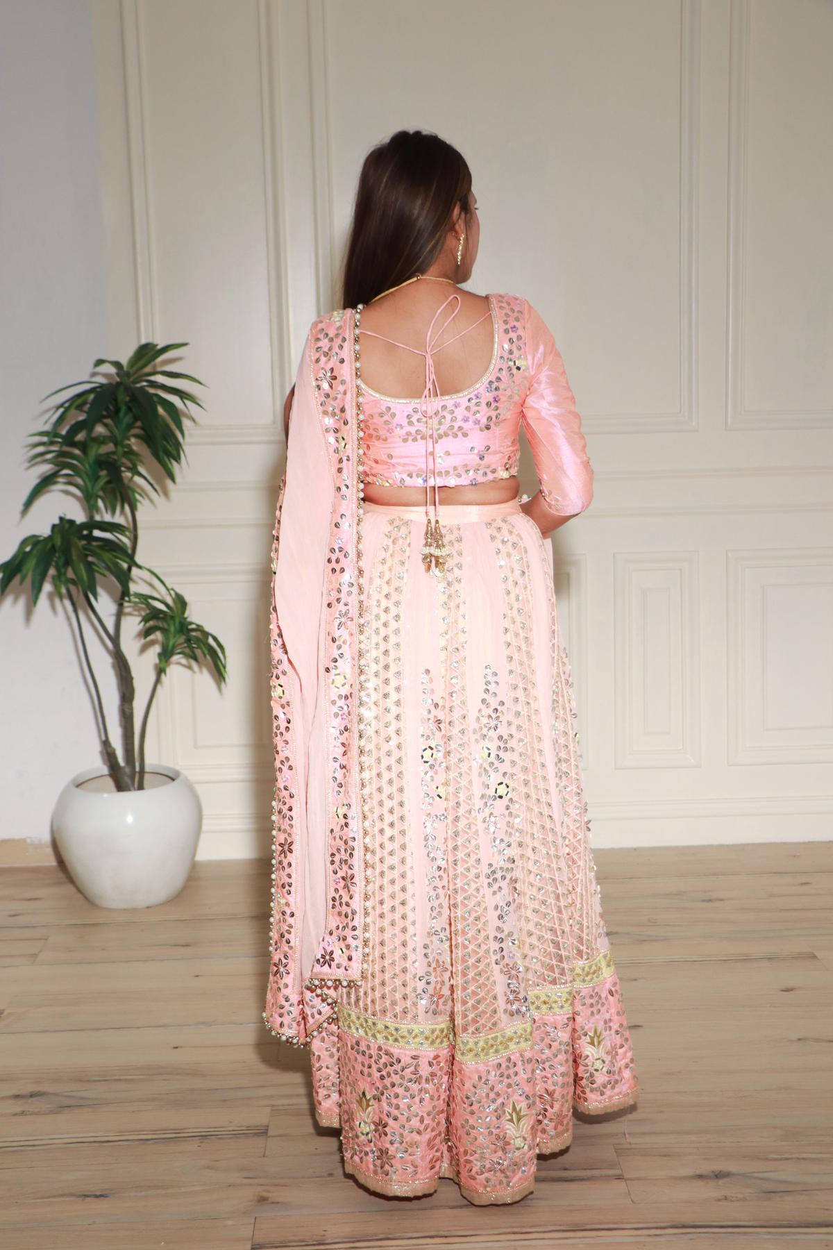 Buy Festival Wear Mauve Georgette Gota Patti Work Lehenga Choli Online