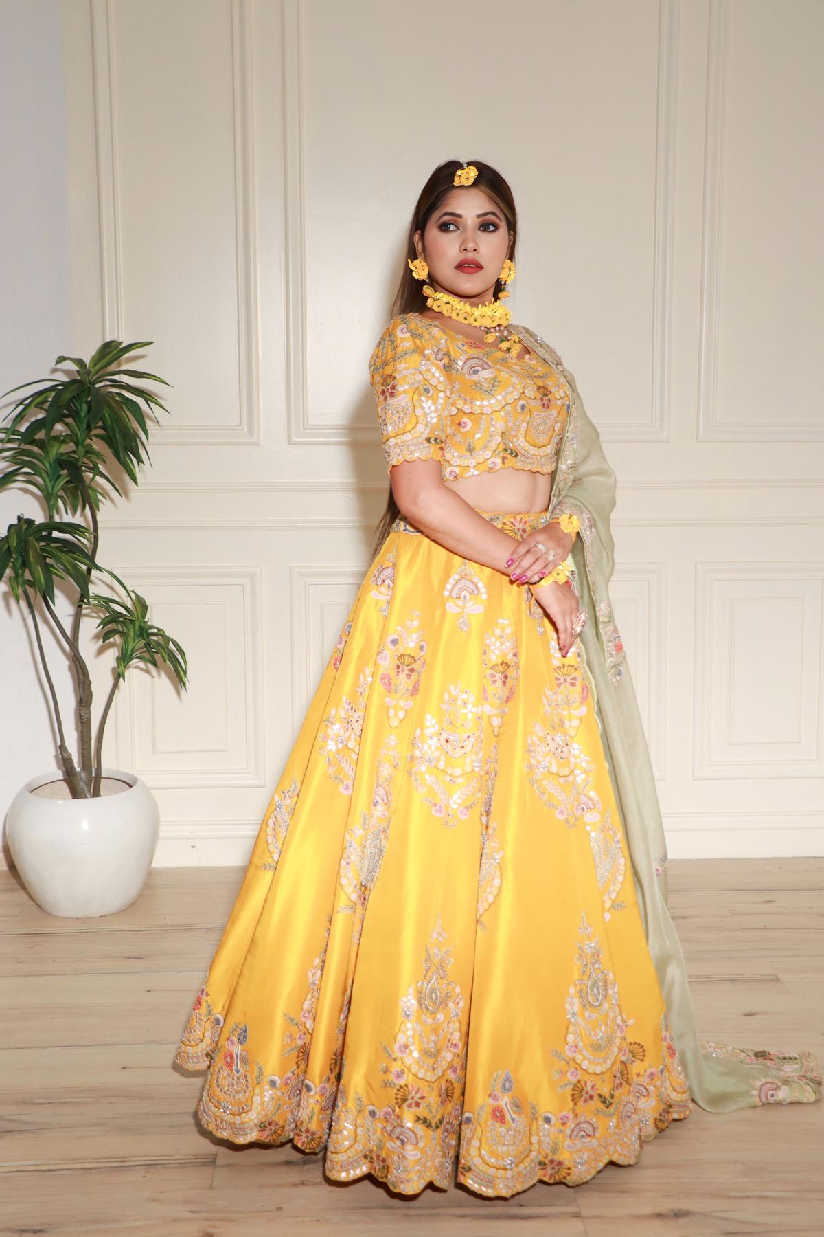 Buy online Women Yellow Semi-stitched Lehenga Choli from ethnic wear for  Women by Dhabukalee Fashion for ₹2899 at 59% off | 2024 Limeroad.com