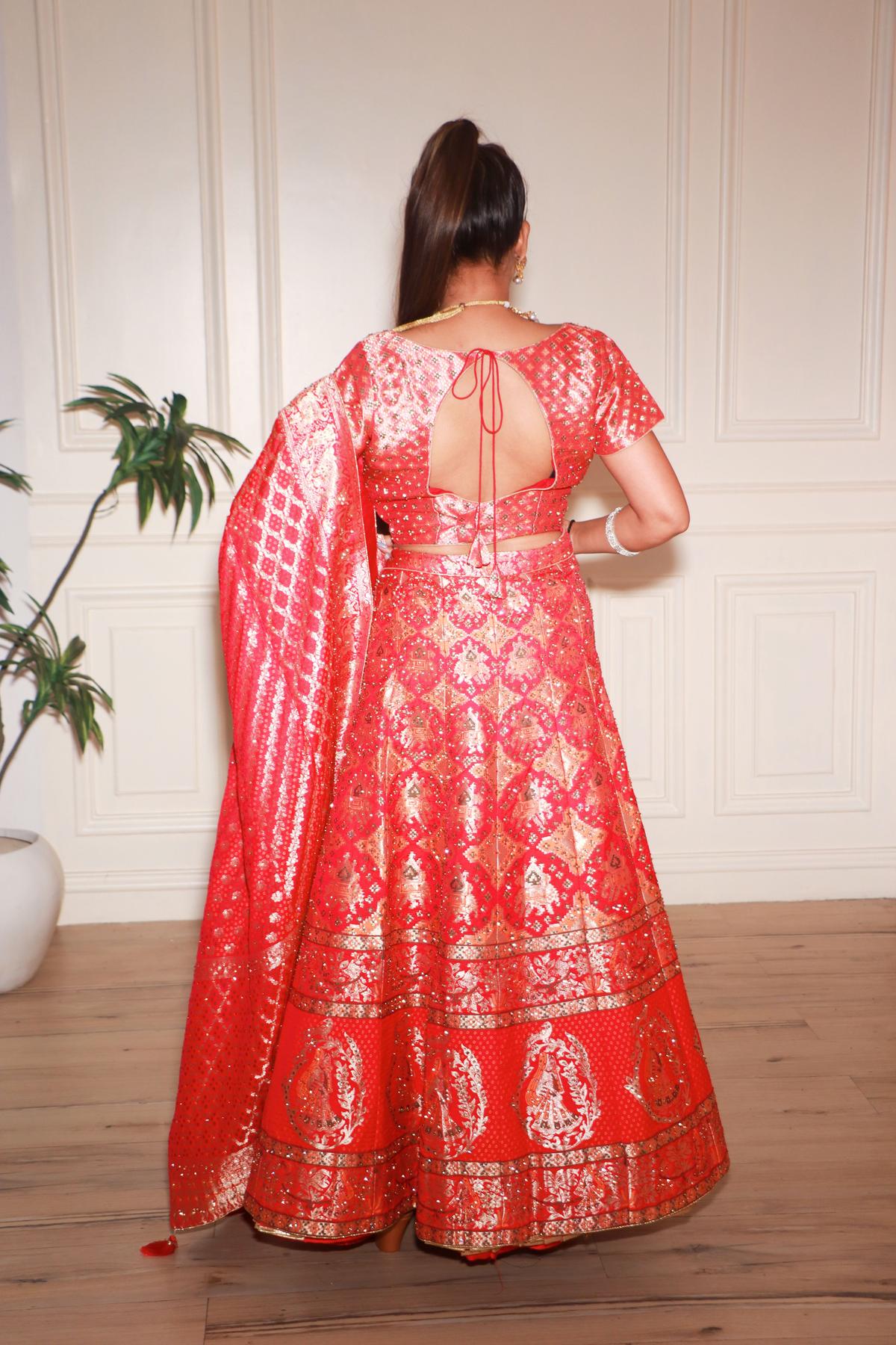 Silk Brocade Lehenga, Pattern : Printed, Occasion : Wedding Wear at Rs  3,500 / Piece in Surat