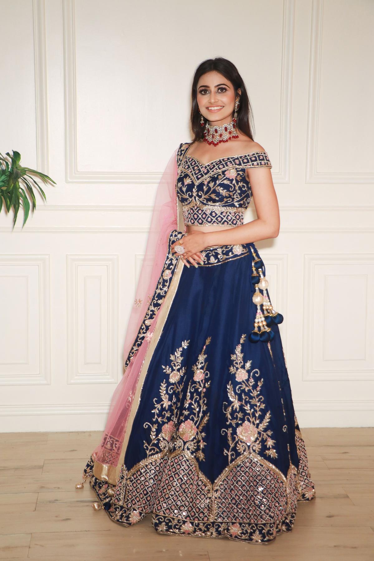 Royal Blue Color Jacquard Lehenga Choli With Georgette Dupatta, डिज़ाइनर  लहंगा चोली - Shivam E-Commerce, Surat | ID: 2850690681173