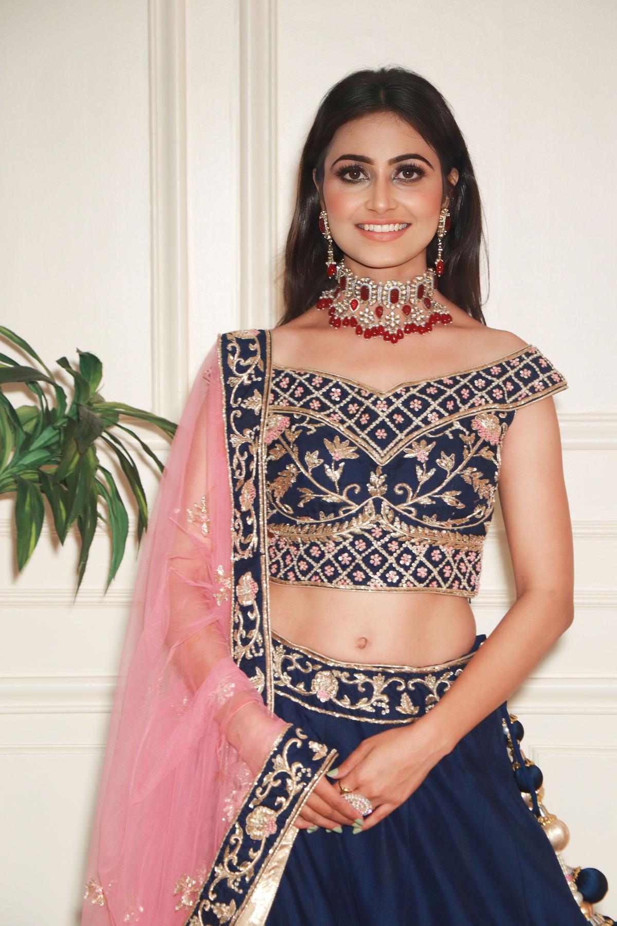 AanyaSri on Instagram: “Pink and blue classic combination of kanchi look  alike banaras silk lehenga… | Half saree designs, Blouse designs silk, Lehenga  saree design