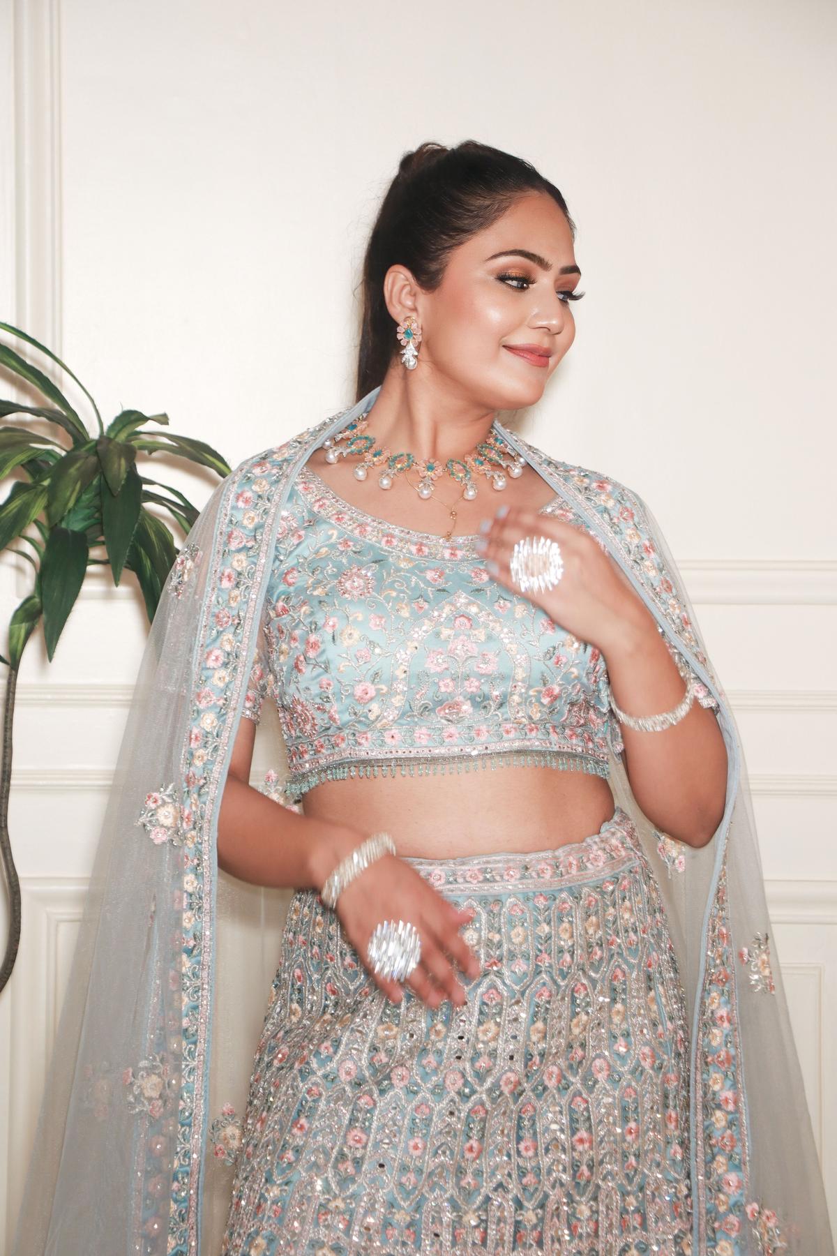 Glacial Lehenga - Sky Blue Gotta Patti Embroidered Lehenga – Studio Iris  India