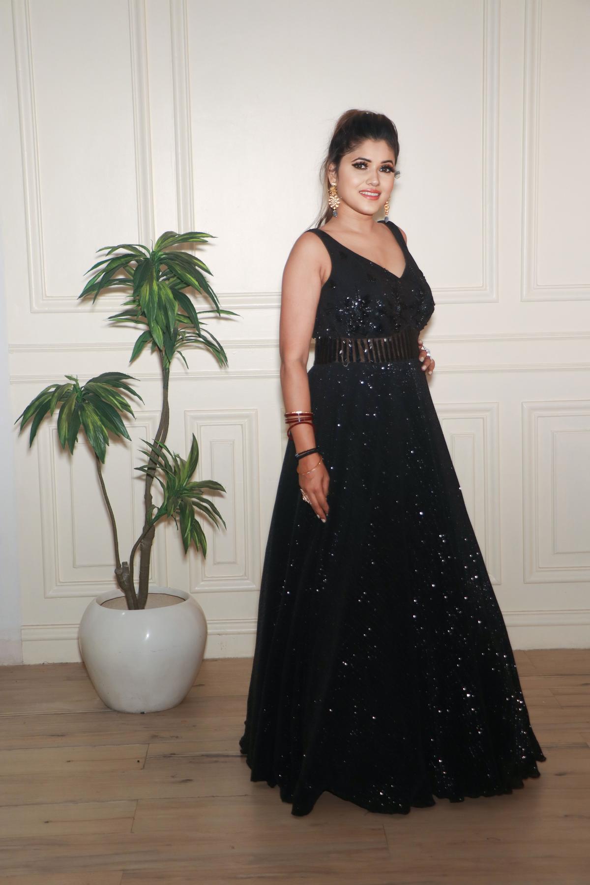 Black Black Cocktail Gown by Kalki for rent online FLYROBE