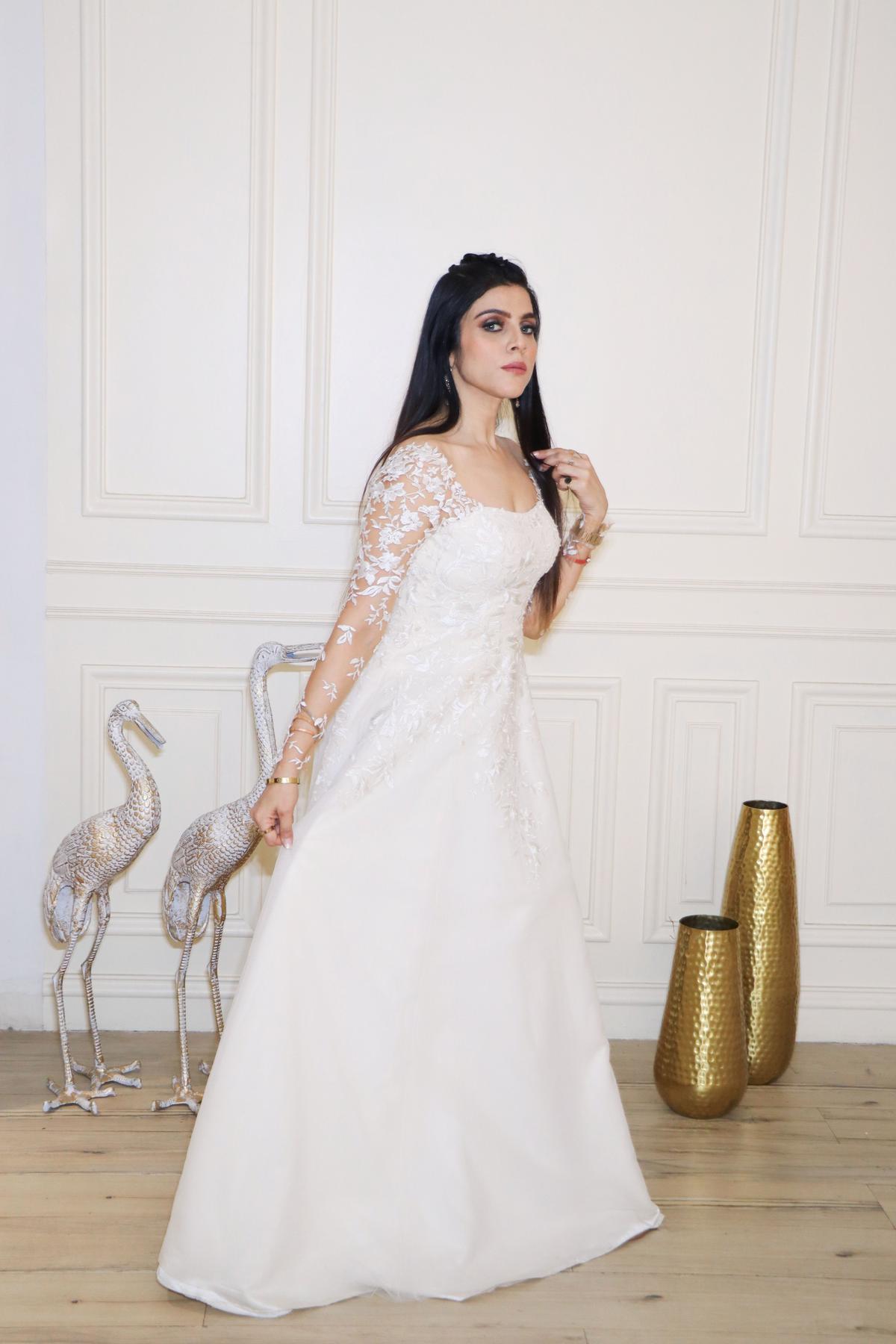 White Christain Wedding Gown