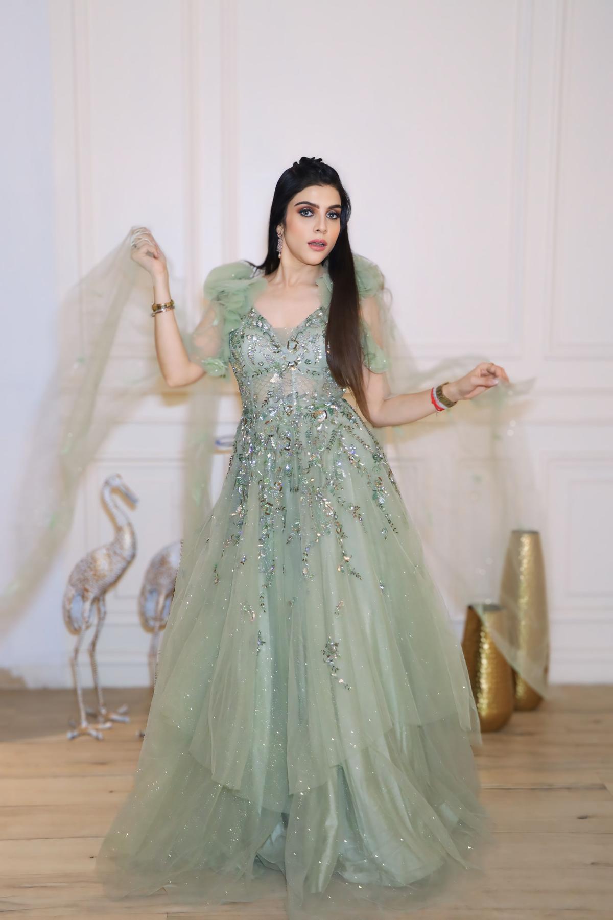 Mint Green Mint Green Ethnic Gown by Lalit Dalmia for rent online